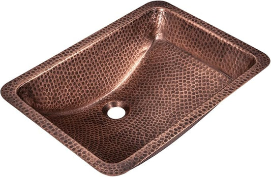 Monarch Abode Bathroom Sink – 21-Inch Venitian Dual Mount Undermount or Drop In Bathroom Sinks, Bathrooms Hand Hammered Pure Copper Vanity Sink for Countertop, Powder Room, Bath, or Restroom