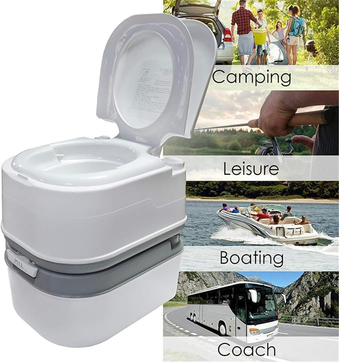 HongK- 6.3 Gallon 24L Portable Toilet Flush Travel Camping Commode Potty Outdoor/Indoor [P/N: ET-TOILET002-24L]