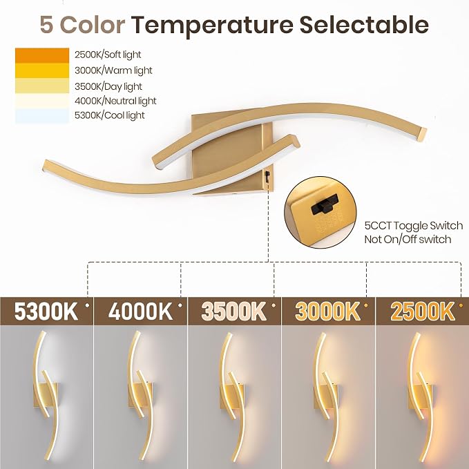 23.62 inch Vanity Light for Bathroom Lighting Fixtures Over Mirror Dimmable 5CCT Vanity Lighting Fixture Modern Bathroom Vanity Light Modern Wall lamp