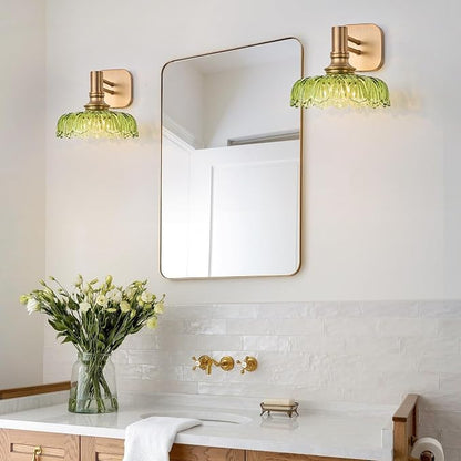 Vintage Glass Wall Sconces Green Vanity Lights Bathroom Light Fixture Over Mirror Wall Light for Picture Doorway Bathroom Bedroom Hallway Farmhouse