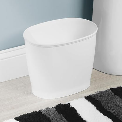 iDesign Slim Plastic Bathroom Trash Can, White | Small Size, For Bedroom, Office, Desk, Dorm