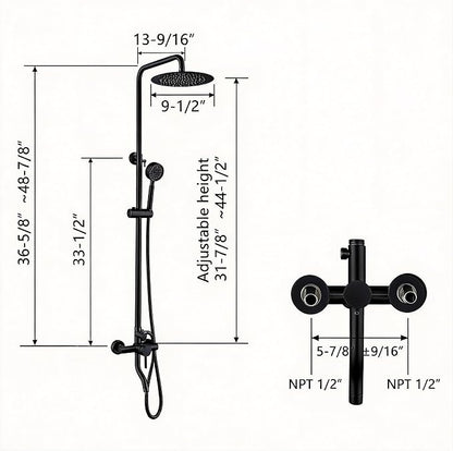 Shower Faucet - Shower Faucets Sets Complete, Shower System - Outdoor Shower Kit/Outdoor Shower Enclosure/Outdoor Shower Fixtures W/ SS304 Shower Head with Handheld High Pressure, Black