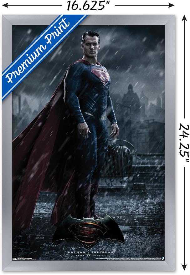 Trends International DC Comics Movie - Batman v Superman - Superman Wall Poster, 14.725" x 22.375", Silver Framed Version