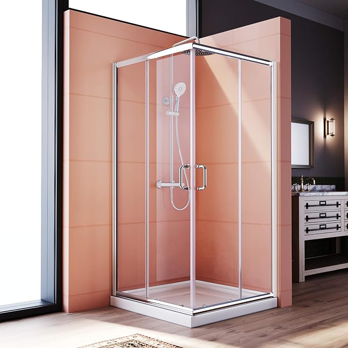 ELEGANT Corner Shower Enclosure for Bathroom 36 in.D x 36 in. W x 72 in. H, Double Sliding Shower Door with 1/4 in. Clear Glass, Chrome Finish