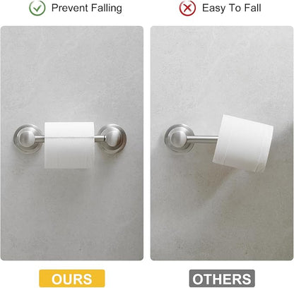Bathroom Toilet Paper Holder Wall Mount Tissue Holder Brushed Nickel | Rustproof Toilet Tissue Roll Holder, Flexible Double Post Pivoting Handle, Bathroom Accessories SUS304 Stainless Steel