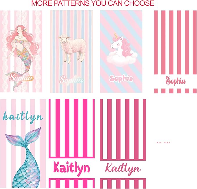 JML Personalized Beach Towel with Name, Custom Cabana Stripe Beach Towel, Customized Microfiber Pool Towel, Quick Dry & Absorbent Swim Towel for Adult,Mother's Day, Birthday, Summer Holiday,Vacation