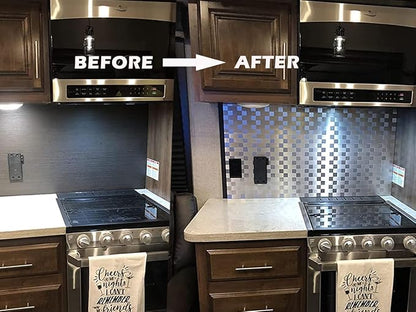 Yipscazo 20-Sheets Stainless Steel Peel and Stick Backsplash for Kitchen, 12''x12'' Stick on Backsplash Metal Smart Tiles for Bathroom and Laundry Walls