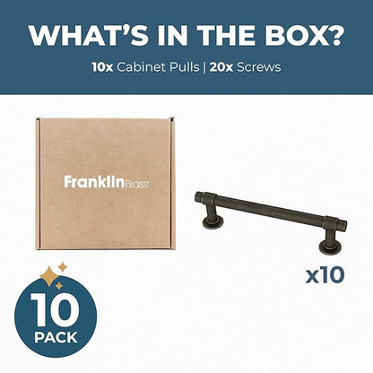 Franklin Brass Francisco (10-Pack) Cabinet Handles 4" Hole Center Pulls | Warm Chestnut Hardware Kitchen Door, Drawers, Dressers, Furniture P29617K-WCN-B