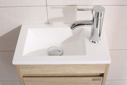 wonline 16" Single Sink Bathroom Vanity, Floating Modern Bathroom Vanity with Sink for Small Space