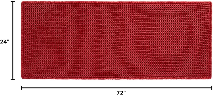 TYUU Waffle Runner Rug Bathroom, Long Boho Bath Mat, 72x24 Burgundy | Super Absorbent Quick Dry Bath Rug, Non-Slip Backing, Soft Waffle Washable Farmhouse Bathroom Mats, Tub, Shower & Home Decor