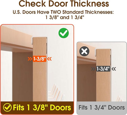 Over The Door Hooks Hanger, Heavy Duty Rack for Winter Coat, Fits 1 3/8" Doors, L7U - Bathroom Accessories and Towel Organizer Holder, Glossy White