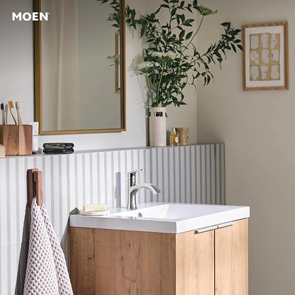 Moen Karis Chrome One-Handle Single Hole Bathroom Sink Faucet with Optional Deck Plate, 84346