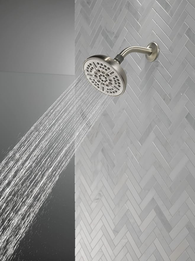 Delta Faucet 8-Spray Touch-Clean Shower Head Brushed Nickel, Delta Shower Heads, Showerhead, Brushed Nickel Shower Head, 1.75 GPM Water Flow, Stainless 75898CSN