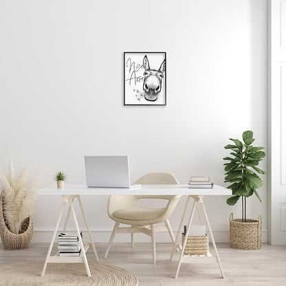 Stupell Industries 'Nice Arse Donkey Pun', Framed Giclee Art, Black, 16 x 20 Inches, Easy to Hang and Sturdy, Made in USA, by Lettered and Lined