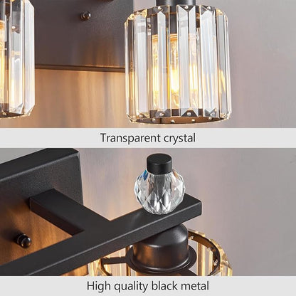 Bathroom Vanity Lights 2-Light Sand Black Modern Crystal Vanity Light Fixtures Over Mirror Crystal Bathroom Vanity Lighting Fixtures