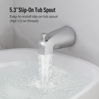 Esnbia Brushed Nickel Shower Faucet Set: 6" Rain Head, Valve & Trim Kit | Complete tub and shower trim kit with 6inch rainfall head, single-handle control, tub spout, and valve. Brushed Nickel finish