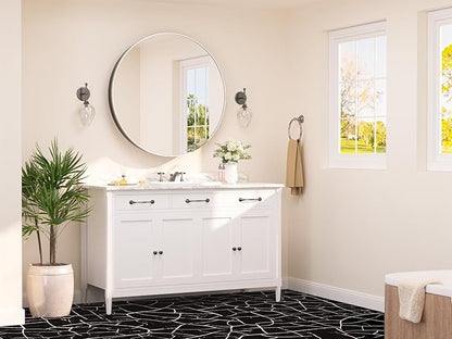 TETOTE Bathroom Mirror Cabinet 28 x 28 Brushed Nickel Round Bathroom Medicine Cabinet with Mirror Adjustable Shelves Farmhouse Wall Mirror with Storage Surface Mounted