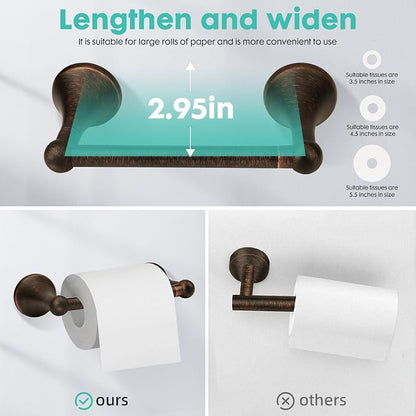 Antique 4 Piece Bathroom Hardware Accessories Set Oil Rubbed Bronze,24 Inch Towel Bar Set with Double Post Pivoting Toilet Paper Holder,Towel Rack Set Vintage,Bathroom Towel Holder Set Bronze