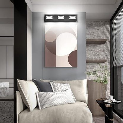 Aipsun LED Modern Black Vanity Light Acrylic Vanity Light Over Mirror 3 Lights Bathroom Wall Light
