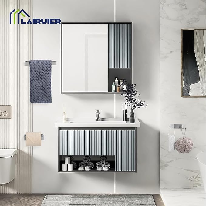 Brushed Nickel Bathroom Accessories, Toilet Paper Holder, Towel Bar & Hook | Lairuier 3 Pieces Bathroom Hardware Set, SUS304 Stainless Steel Towel Holder Set Toilet Paper Holder Robe Hook Wall Mounted