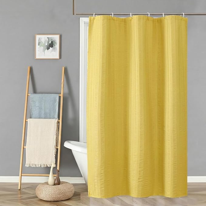 Aiyufeng Moga Lemon Yellow Shower Curtain, 3D Design Fabric Shower Curtains, Premium Spa Quality Modern Shower Curtains for Bathroom, 36"x72", Lemon Yellow
