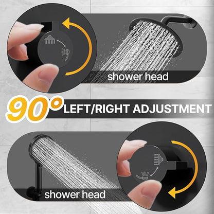 Shower Faucet Set 8IN Brass Rough-In Valve Body Trim Kit Rainfall Included Handle Accessories Complete 2 Functions with Rain Head and Handheld Bathroom Systems (8 Inch Matte Black)