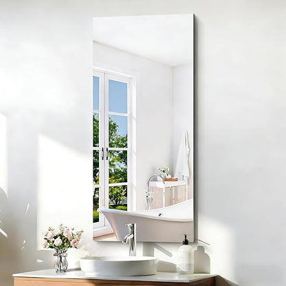 KOCUUY Frameless Mirror, 20x48 Inch Bathroom Mirrors for Over Sink, Large Rectangle Unframed Wall Mirror with Polished Edge, Upgraded 3mm Tempered Glass, Horizontally or Vertically