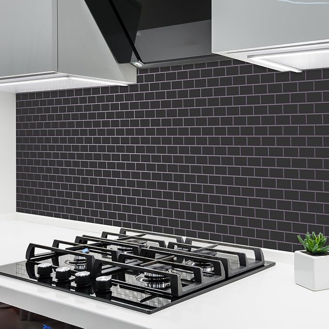 Joysticky 10-Sheet Peel and Stick Backsplash, 12" * 12" Laser Crystal Texture Stick on Tiles Backsplash for Kitchen & Bathroom，Thicker Design Peel and Stick Wall Tiles (Dark Purple)