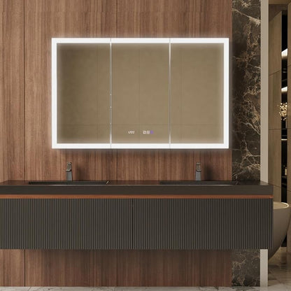 48 in. W Smart Lighted Medicine Cabinet with Mirror for Bathroom, Recessed/Surface Mount Medicine Cabinet with Anti-Fog, 1800W Charging Station, USB Ports, 3 Color Lights
