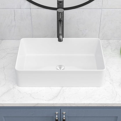 Vessel Sink Rectangle 21"x13" White Rectangular Bathroom Sink | Rectangular Bathroom Sink