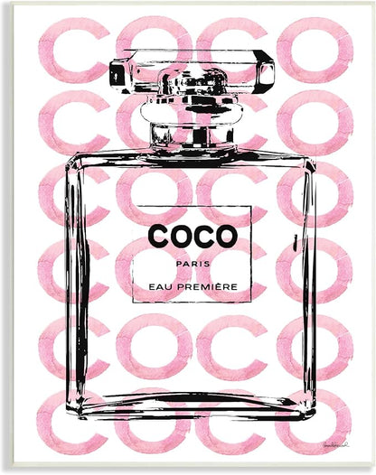 'Glam Perfume Bottle Brand Text'| Wall Plaque Art | Stupell Industries | 10 x 15 Inches, Easy to Hang and Sturdy, Made in USA, by Amanda Greenwood