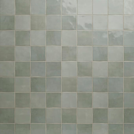 M S International Renzo Jade Glossy Ceramic Square Wall Tile for Bathroom, Kitchen Backsplash, Accent, and Shower - Sample