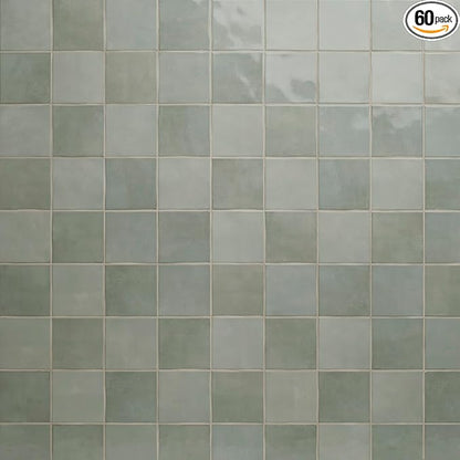 MSI Renzo Jade 5x5 Inch Glossy Ceramic Square Tile - Bathroom, Kitchen Backsplash, Accent Wall, Shower