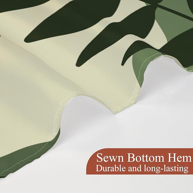 Boho Mid Century Shower Curtain Modern Abstract Sun Tropical Leaves Bathroom Curtain Set Neutral Minimalist Plant Waterproof Fabric Bath Decor with Hooks 60x72 inch