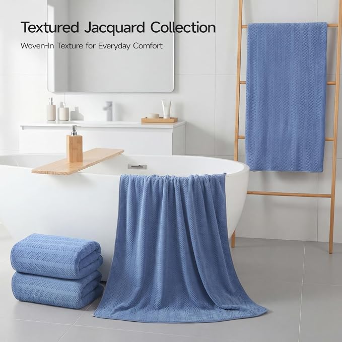 ecolook Microfiber Bath Towels Set of 4, 31 x 63 Inch Extra Large Bath Towel Set, Super Soft & Highly Absorbent, Quick Dry Lightweight Towels for Bathroom, Gym, Spa, Pool & Travel, Navy Blue