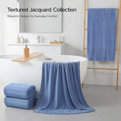 ecolook Microfiber Bath Towels Set of 4, 31 x 63 Inch Extra Large Bath Towel Set, Super Soft & Highly Absorbent, Quick Dry Lightweight Towels for Bathroom, Gym, Spa, Pool & Travel, Navy Blue