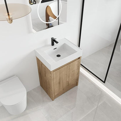 Malwee 24 Inch Bathroom Vanity with Sink, 24 Freestanding Bathroom Vanity, Mordern Single Sink Bathroom Floor Stand Vanity Combo, Bath Freestanding Cabinet Set with Ample Storage (03624MA)