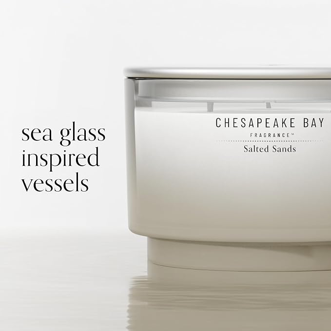 Chesapeake Bay, 14.5oz Salted Sands Scented Candle, Mood Evoking Fragrance, Sea Glass-Inspired Jar, Premium Soy Blend Wax with Essential Oils, Coastal Fragrance for Home Décor or Gifting