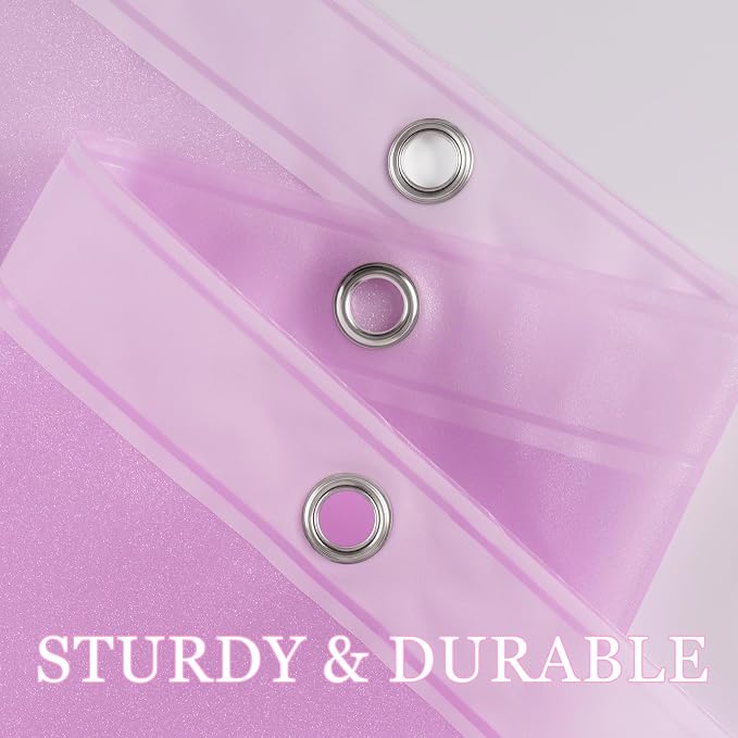 Seenus Waterproof Dreamy Pink Glitter PEVA Shower Curtain Liner, 72 x 78 Extra Long Plastic Sparkle Shower Curtain with 3 Weighted Magnets, Lovely Shimmery Bathroom Décor Shower Curtain
