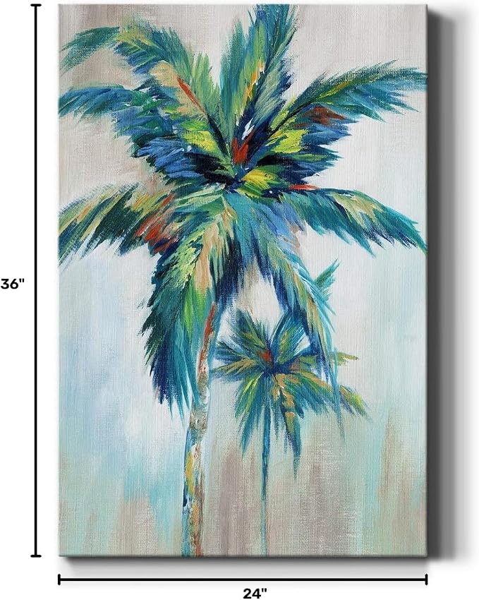 Renditions Gallery Canvas Nature Wall Art Home Paintings & Prints Decorations Colorful Palm Trees Abstract Canvas Wall Hanging Artwork for Living Room Office Home Kitchen - 24"x36" LT02