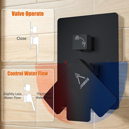 Shower System Modern Rain 8 inches Brass Faucet Set With Valve and Diverter Shower Mixer With Handheld High Pressure Square Rainfall Shower Valve (8'' Wall Mount, Matte Black)