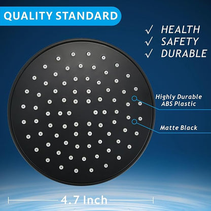 High Pressure Shower Head - 4.7“ Powerful Bathroom Pressure Boosting Rain Showerhead - Perfect Universal Replacement for Rainfall Shower Heads (2 Pack,Matte Black)
