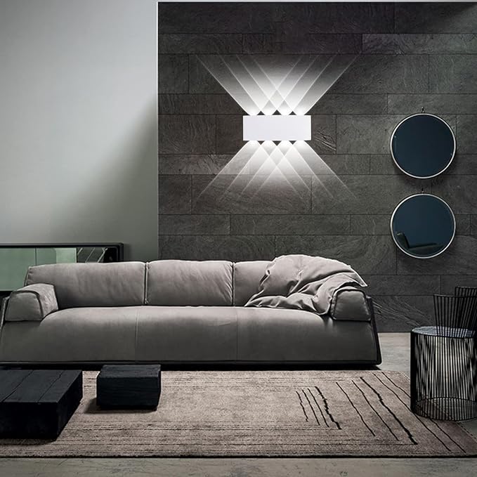 Kawell 8W Waterproof Modern Wall Light LED Wall Lamp Aluminum LED Wall Sconce Up Down Indoor Outdoor for Bathroom Bedroom Hallway Porch Corridor Hotel Doorway Garden Pathway, White 6000K