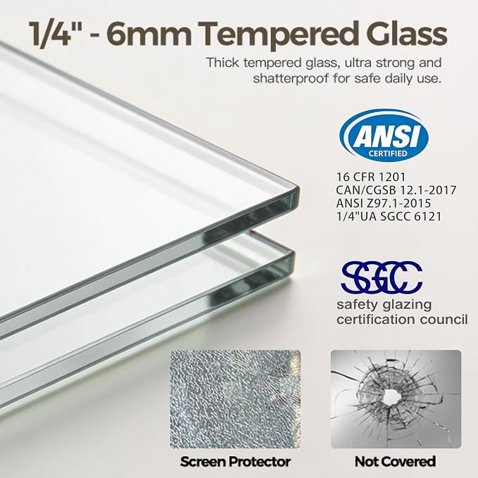 56-60" W x 72" H Semi-Frameless Double Sliding Shower Door | 1/4" SGCC Clear Tempered Glass with Explosion-Proof Film, Matte Black Bypass Walk-In Shower Door, Reversible