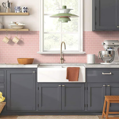 STICKGOO Subway Tile Peel and Stick Backsplash, Thicker Design 12" x 12" Stick on Backsplash Tiles for Kitchen, Bathroom, Wall Tile (10 Sheets, Pink)