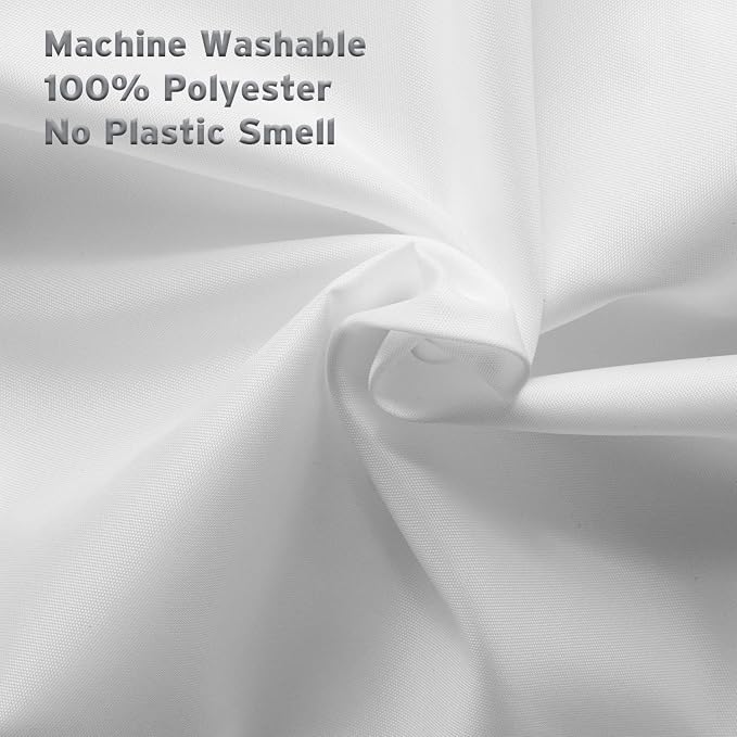 Titanker Fabric Shower Curtain Liner Washable, 72 x 78 Inches, White Shower Liner Fabric with 2 Magnets, Polyester Long Bathroom Shower Curtain Liner Waterproof Soft Lightweight, White