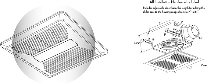 Good Housekeeping 84005 PowerFlow Pro Series 100 CFM 1.0 Sones Bathroom Exhaust Ventilation Fan with Light (4000K Integrated LED)