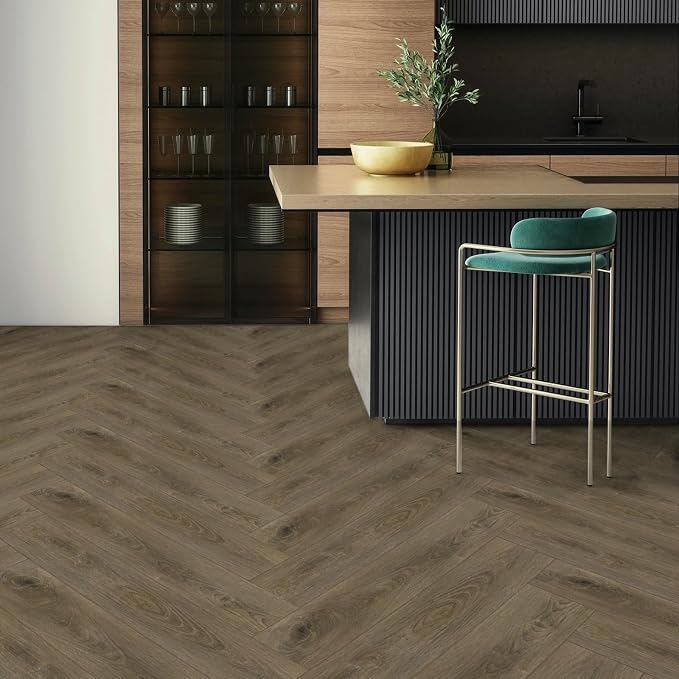 Peel and Stick Floor Tile Wood Plank Look, Self-Adheisve Vinyl Flooring | Brown, 20-Pack 30 Sq.Ft, Floor Tiles Peel and Stick Waterproof for Bathroom Kitchen RV Renter, 36x6inch