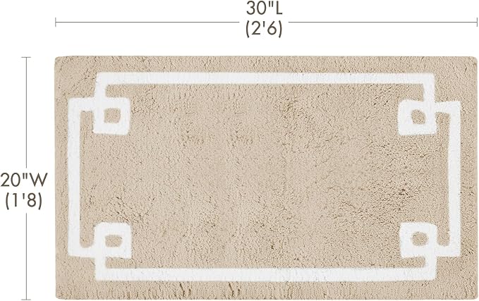 Madison Park Evan 100% Cotton Bath Rug Plush Absorbent, 20" x 30", Taupe | Non-slip Backing, OEKO TEX, Luxurious Tufted Plush Bath Mat for Bathroom, Quick Dry, Spa Design Decorative for Shower Room