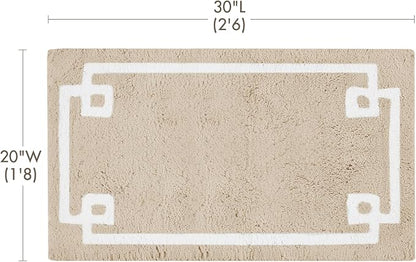Madison Park Evan 100% Cotton Bath Rug Plush Absorbent, 20" x 30", Taupe | Non-slip Backing, OEKO TEX, Luxurious Tufted Plush Bath Mat for Bathroom, Quick Dry, Spa Design Decorative for Shower Room